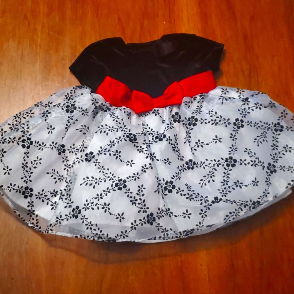 Bonnie Baby Flower Dress With Red Bow